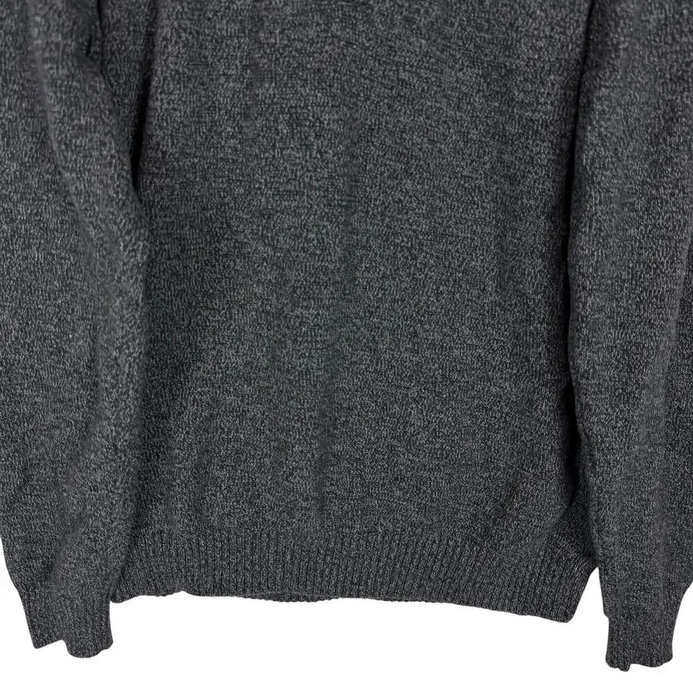 Weatherproof Vintage Sweater Mens Large Charcoal‎ Quarter Zip Knitted Cotton